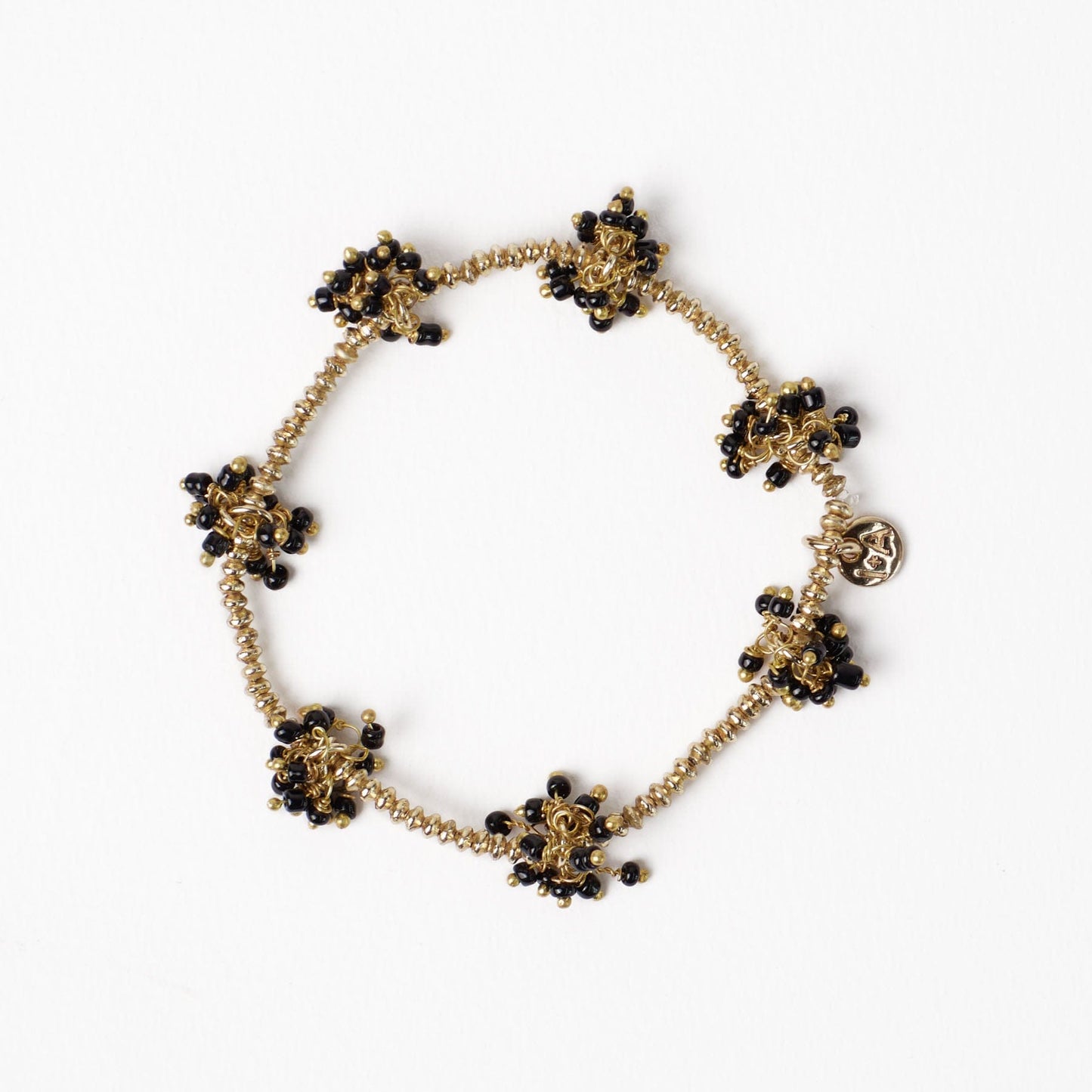 Kate Glass Cluster Beads Stretch Bracelet Black Stretch