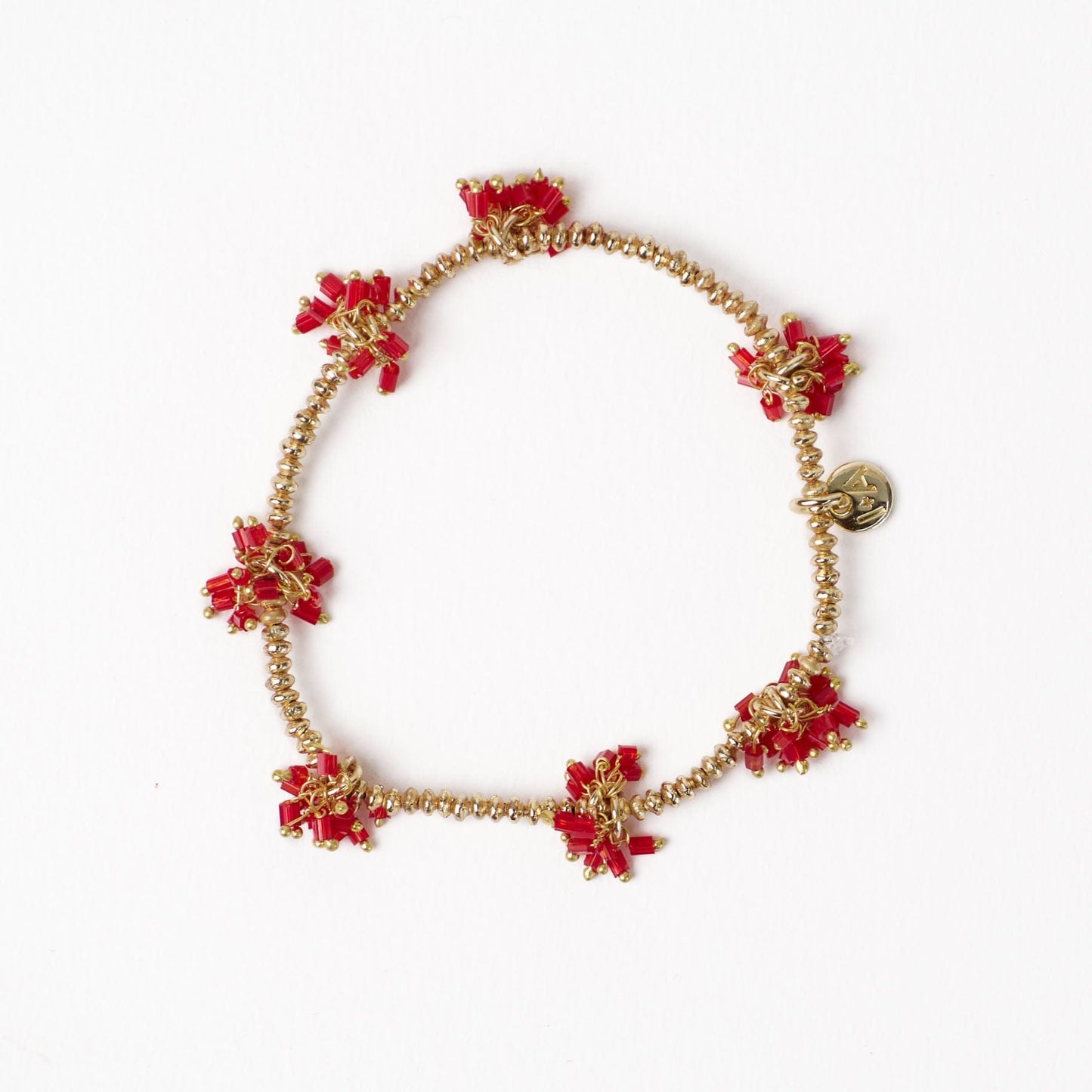 Kate Glass Cluster Beads Stretch Bracelet Red Stretch