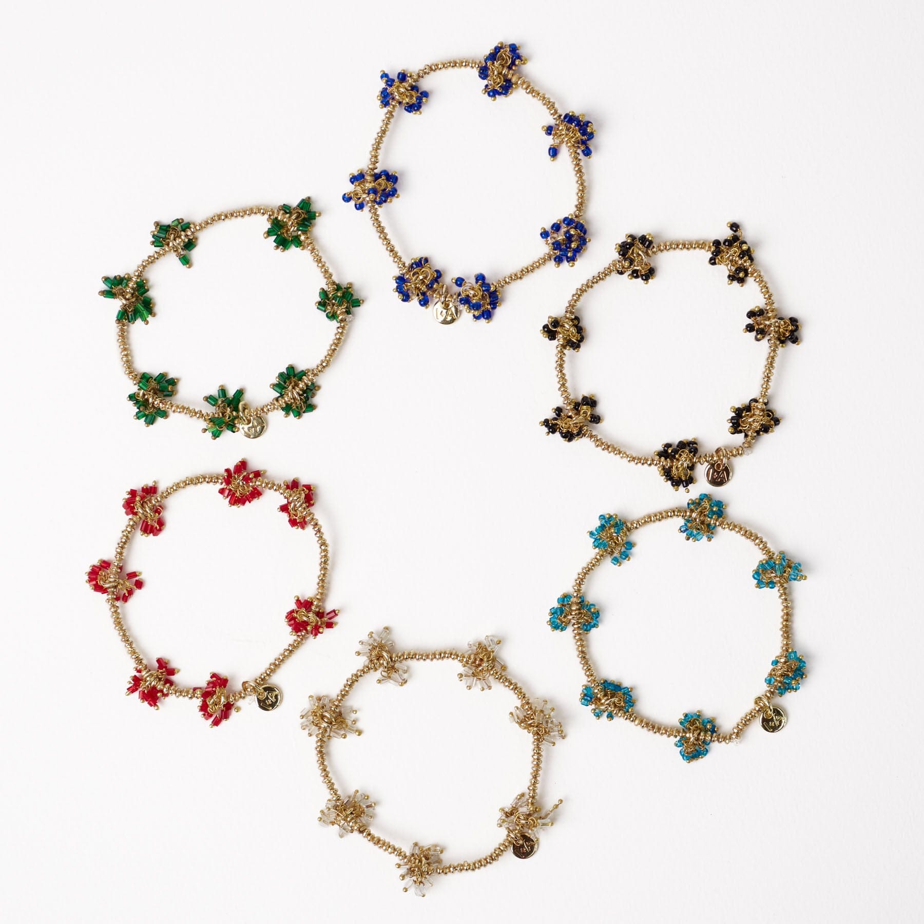 Kate Glass Cluster Beads Stretch Bracelet Red Stretch