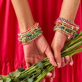 Kate Glass Cluster Beads Stretch Bracelet Red Stretch