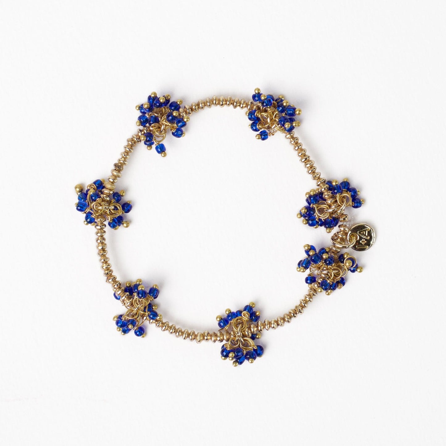 Kate Glass Cluster Beads Stretch Bracelet Royal Blue Stretch