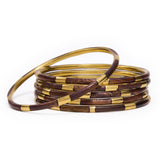 Katherine Bangle Set of 6 Wood + Brass Bracelet