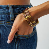 Katherine Bangle Set of 6 Wood + Brass Bracelet