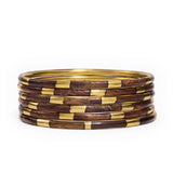 Katherine Bangle Set of 6 Wood + Brass Bracelet