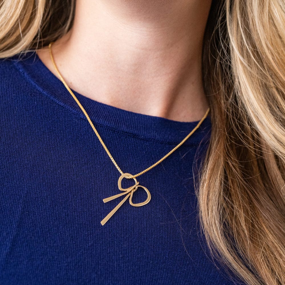 Katie Large Bow Pendant Necklace Brass Pendant