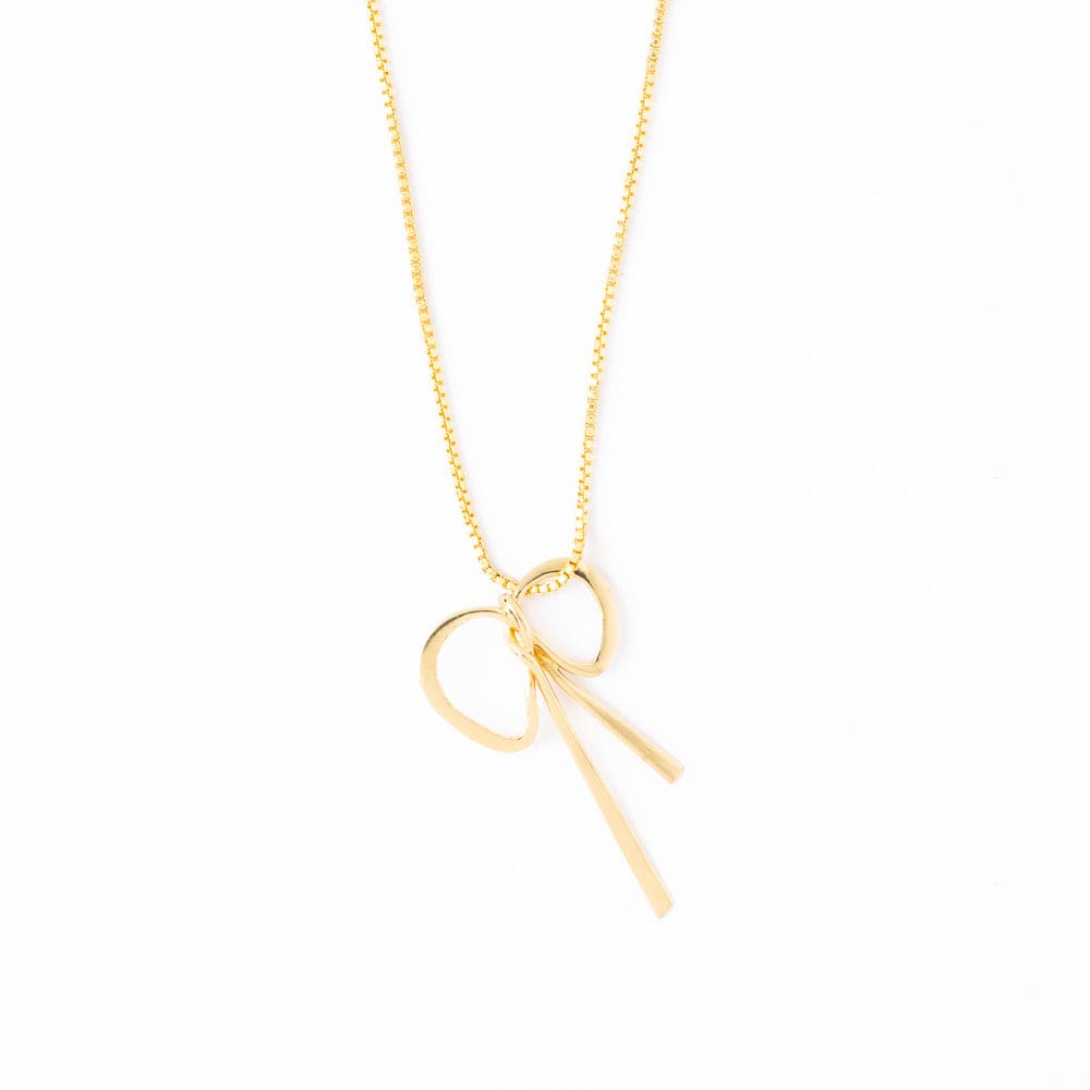 Katie Large Bow Pendant Necklace Brass Pendant