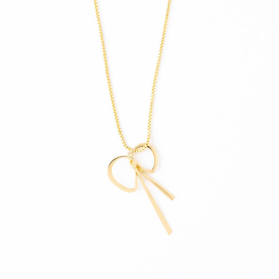 Katie Large Bow Pendant Necklace Brass Pendant
