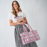 Kaya Mahjong Zippered Game Bag Pink Tote Bag