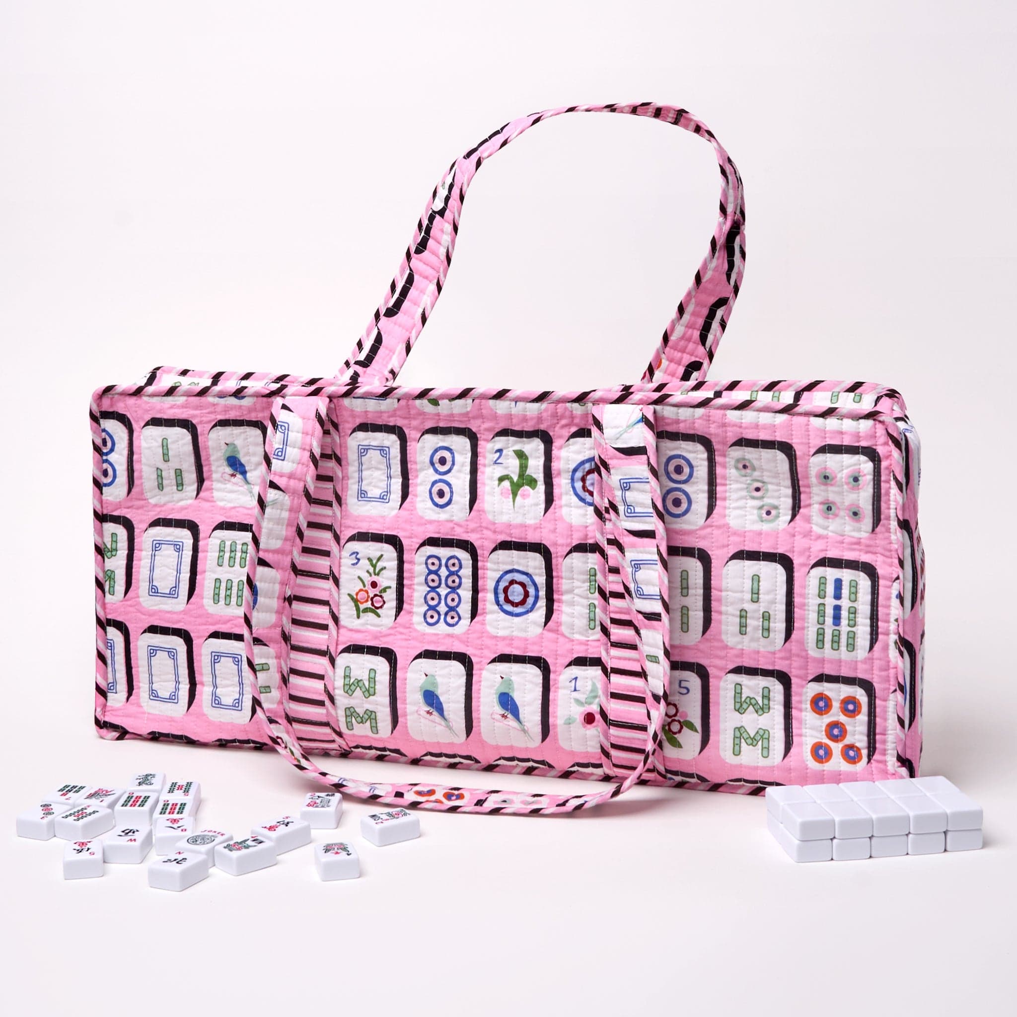 Kaya Mahjong Zippered Game Bag Pink Tote Bag