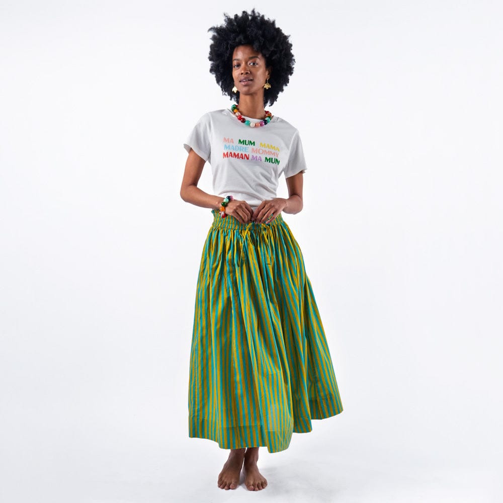 Keaton Stripe Skirt Aqua + Chartreuse Skirt