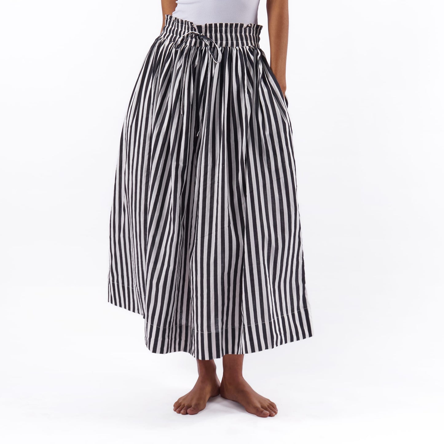 Keaton Stripe Skirt Black + White Apparel