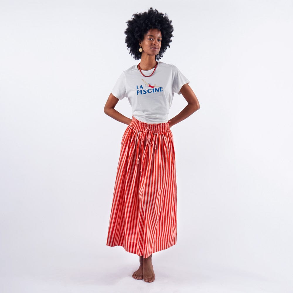 Keaton Stripe Skirt Coral + Blush Skirt