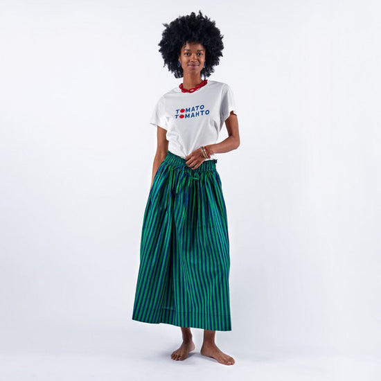PREORDER - Keaton Stripe Skirt Navy + Kelly Green – INK+ALLOY LLC