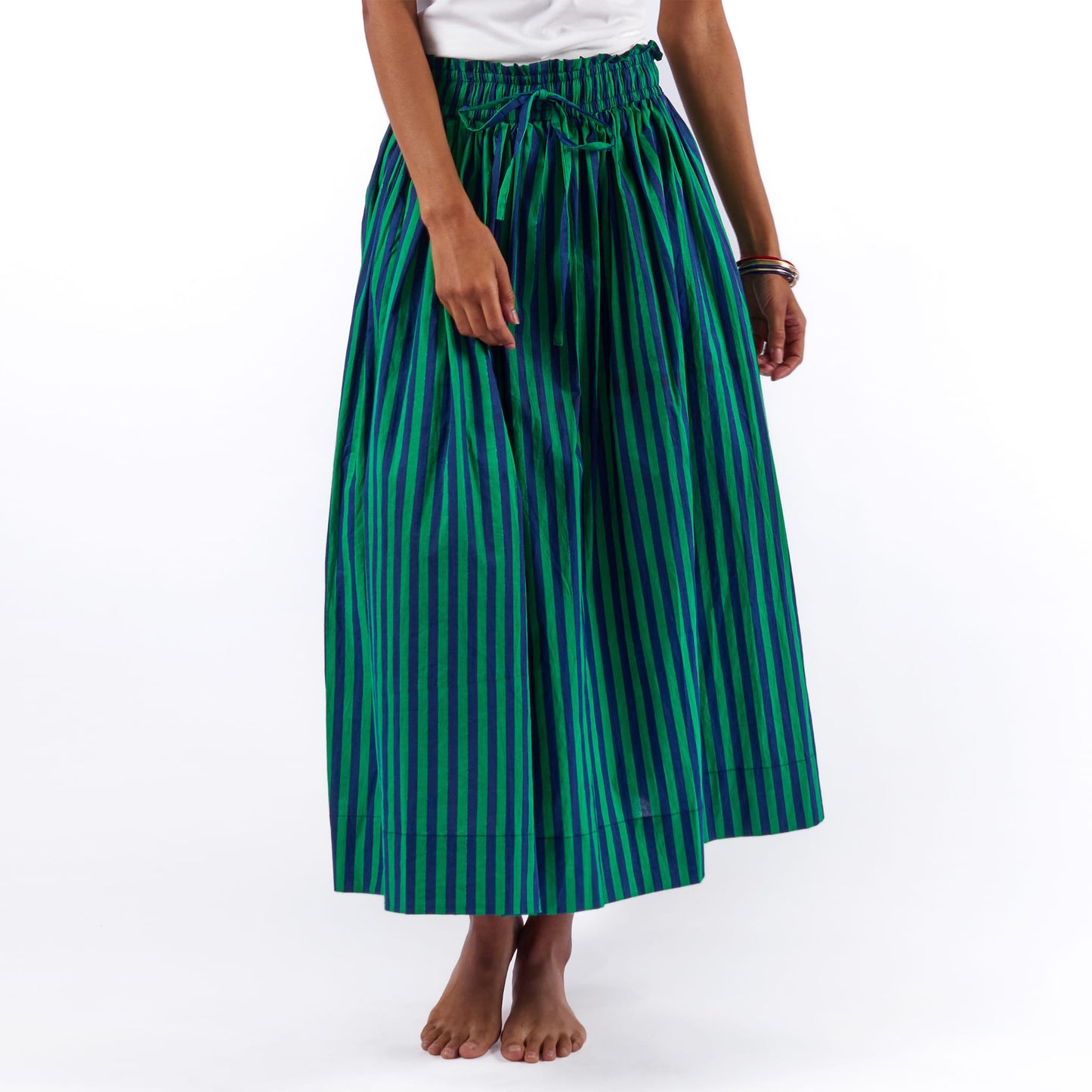 Keaton Stripe Skirt Navy + Kelly Green Apparel