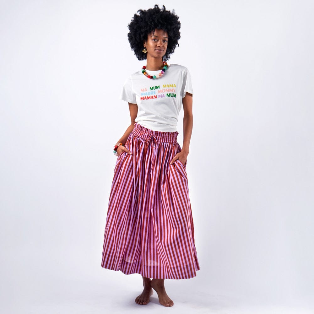 Keaton Stripe Skirt Rust + Lilac Skirt