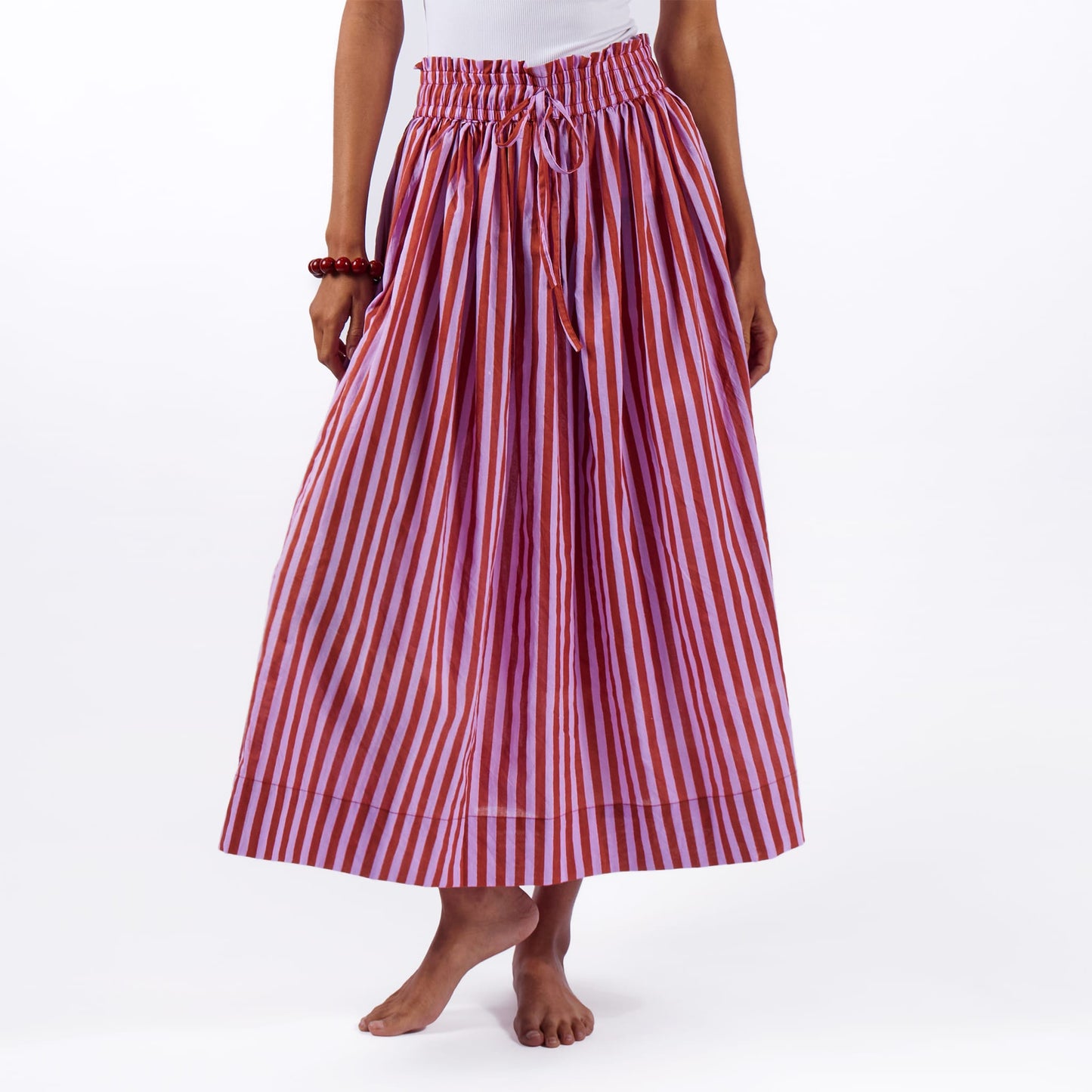 Keaton Stripe Skirt Rust + Lilac Apparel
