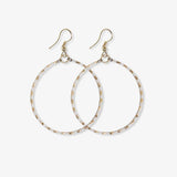 Kelly Checkered Beaded Hoop Earrings Cream Earrings