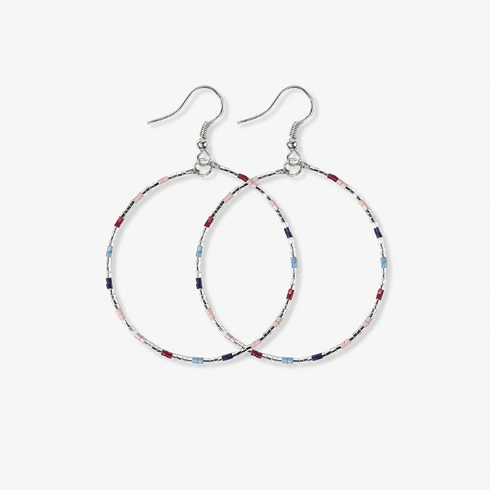 Kelly Checkered Beaded Hoop Earrings Navy + Silver – INK+ALLOY, LLC