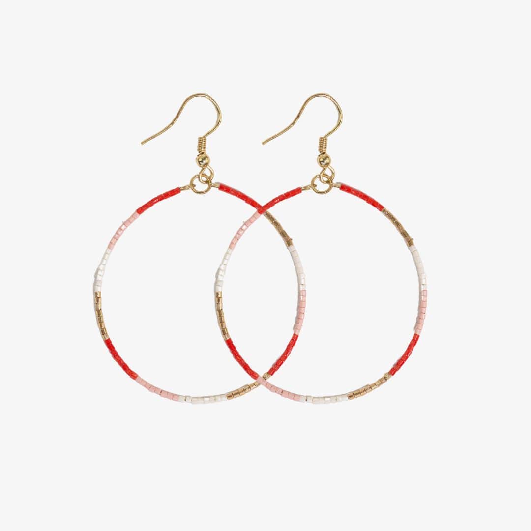 Kelly Color Block Beaded Hoop Earrings Poppy Hoops