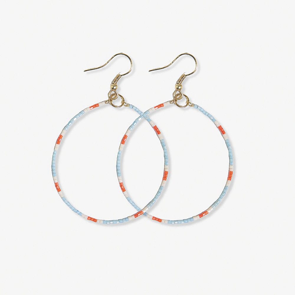 Kelly Dot Beaded Hoop Earrings Light Blue Earrings
