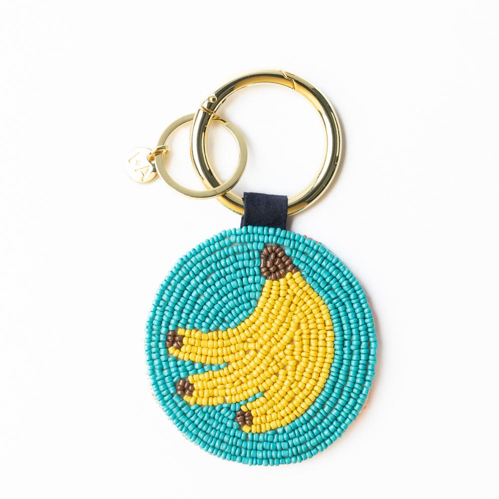 Kelsey Bananas Seed Bead Bag Accessory Key Ring Turquoise Key Ring + Bag Charm
