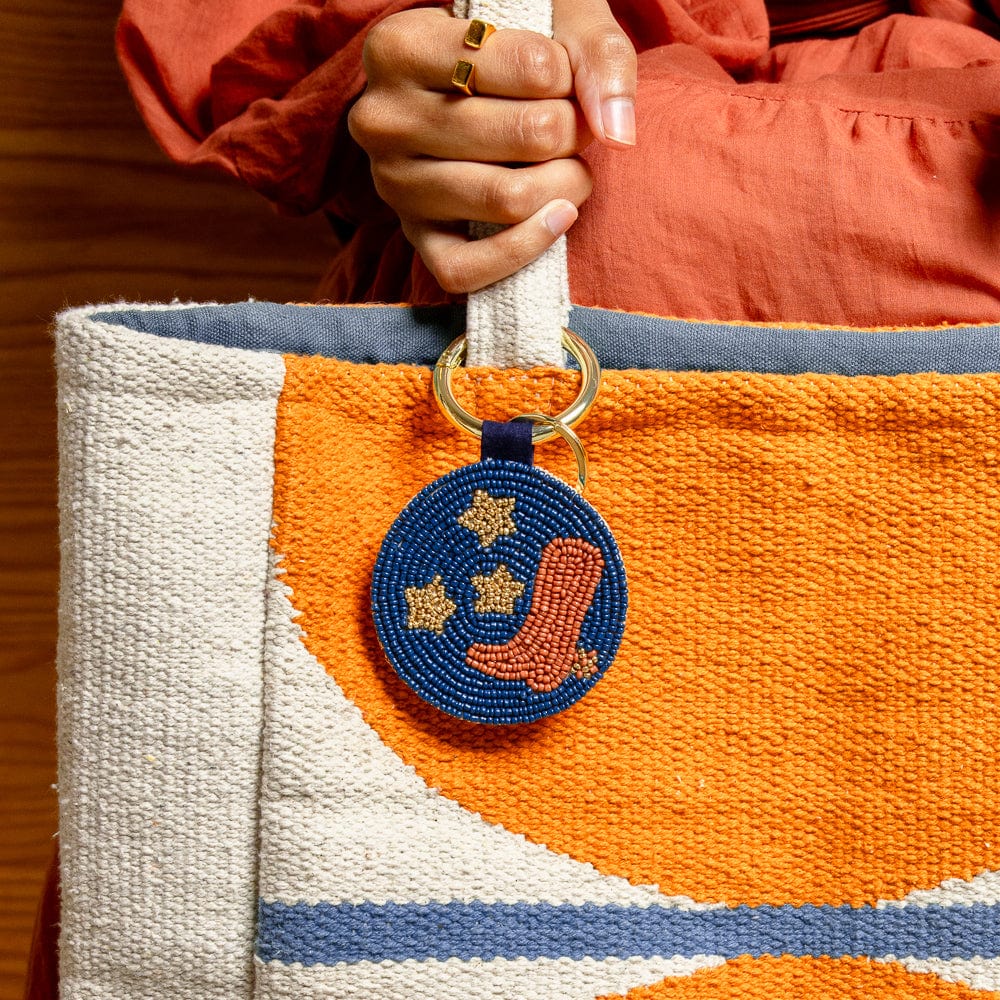 Kelsey Boot Seed Bead Bag Accessory Key Ring Navy Key Ring + Bag Charm