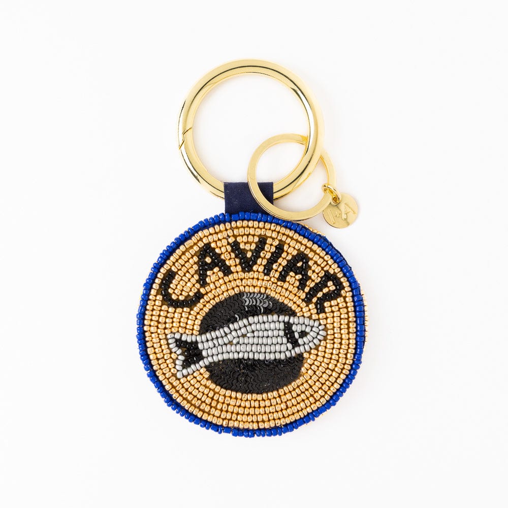 INK+ALLOY FW25 Kelsey Caviar Seed Bead Bag Charm Key Ring Gold