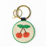 Kelsey Cherries Seed Bead Bag Accessory Key Ring Red Key Ring + Bag Charm