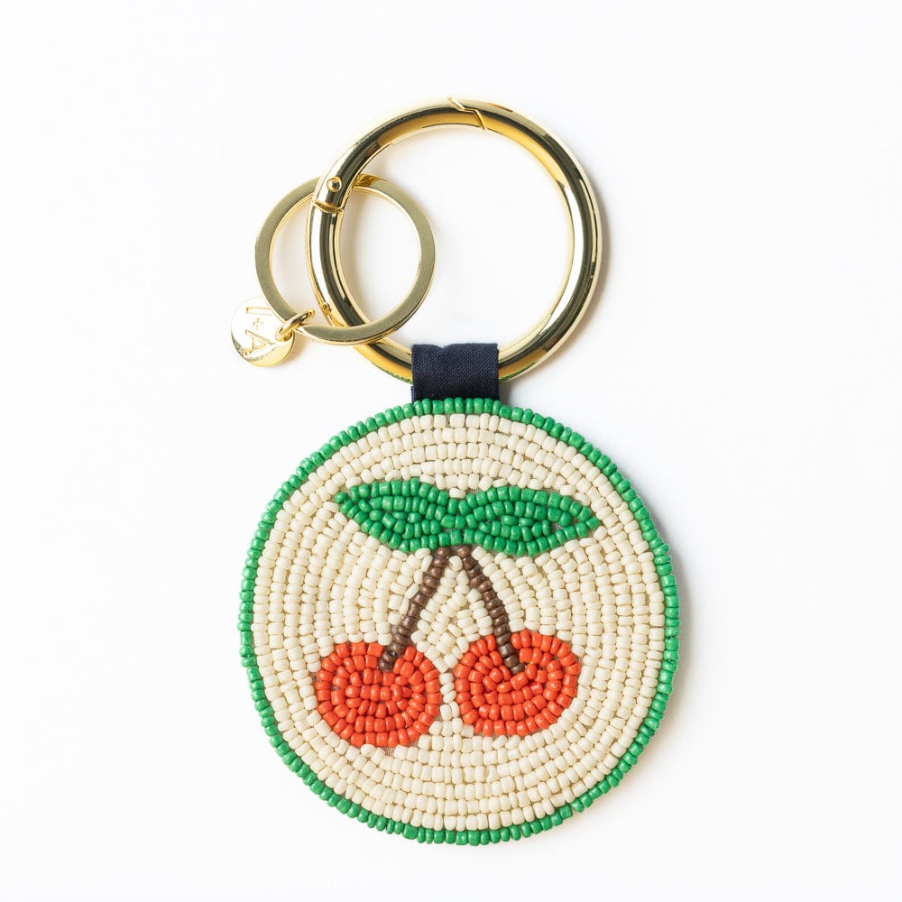 Kelsey Cherries Seed Bead Bag Accessory Key Ring Red Key Ring + Bag Charm