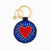 Kelsey Evil Eye Seed Bead Bag Charm Key Ring Royal Blue Bag Charm