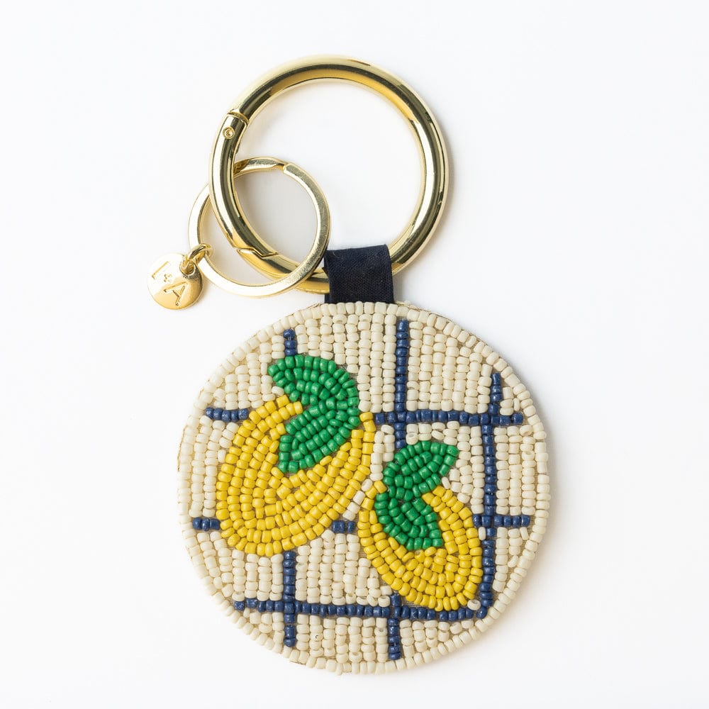 Kelsey Lemons Seed Bead Bag Accessory Key Ring Lemon Yellow Ivory Key Ring + Bag Charm