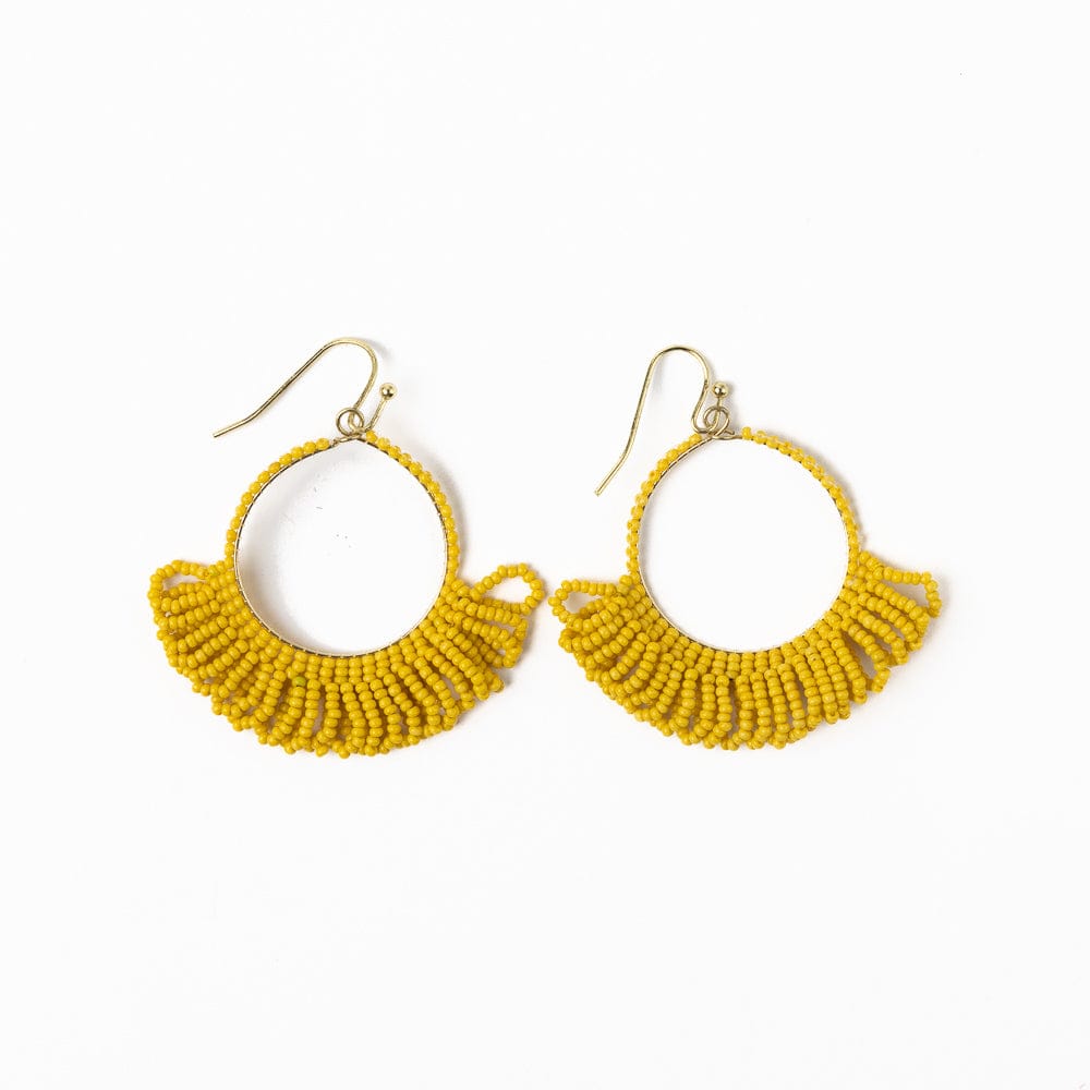 Kendra Fringe Hoop Sead Bead Earring Yellow Hoops