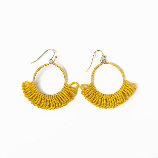 Kendra Fringe Hoop Sead Bead Earring Yellow Hoops