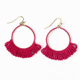 Kendra Fringe Hoop Seed Bead Earring Hot Pink Hoops