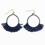 Kendra Fringe Hoop Seed Bead Earring Navy Hoops