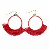 Kendra Fringe Hoop Seed Bead Earring Red Hoops