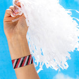 Kenzie Game Day Diagonal Stripes Beaded Stretch Bracelet Scarlet and Black
