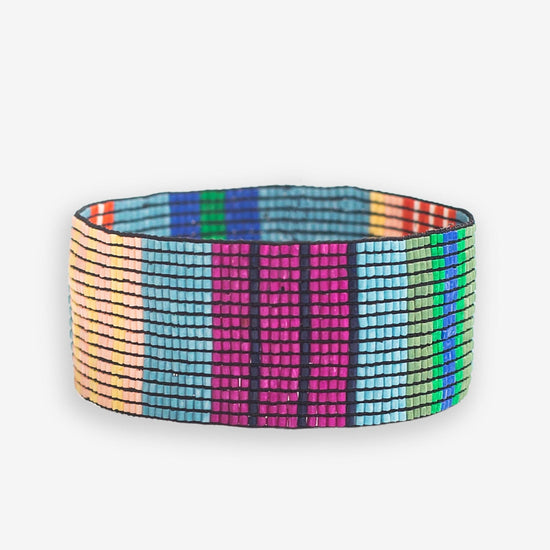 Kenzie Mixed Vertical Colorblock And Stripes Beaded Stretch Bracelet St. Tropez