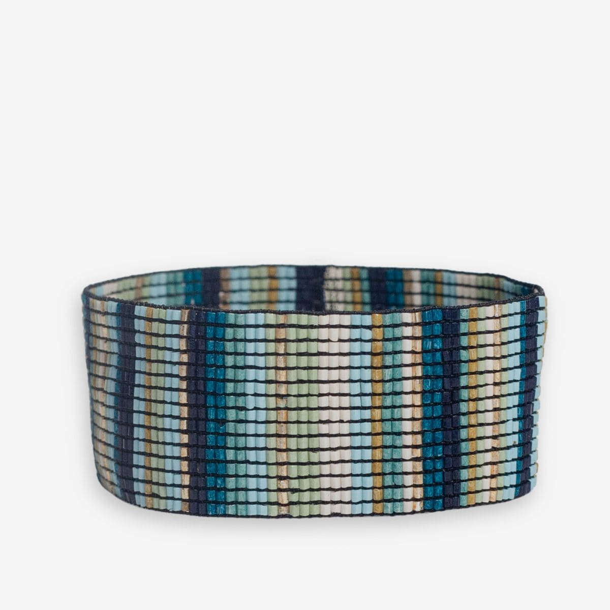 Kenzie Vertical Stripes Beaded Stretch Bracelet Blue Bracelet