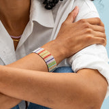 Kenzie Vertical Stripes Beaded Stretch Bracelet Multi Stretch