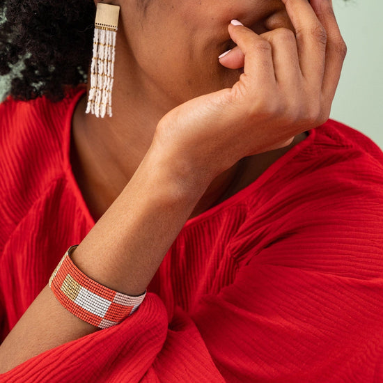 Kenzie Wrapped Blocks Beaded Stretch Bracelet Poppy Bracelet