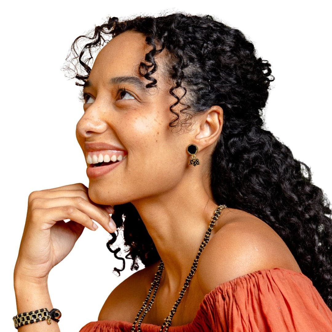 Kimberly Enamel Earring Black Drop