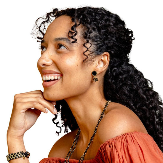 Kimberly Enamel Earring Black Drop