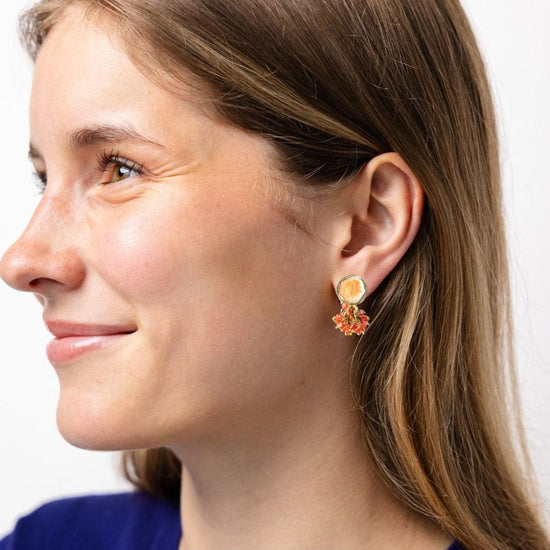 Kimberly Enamel Earring Coral Drop