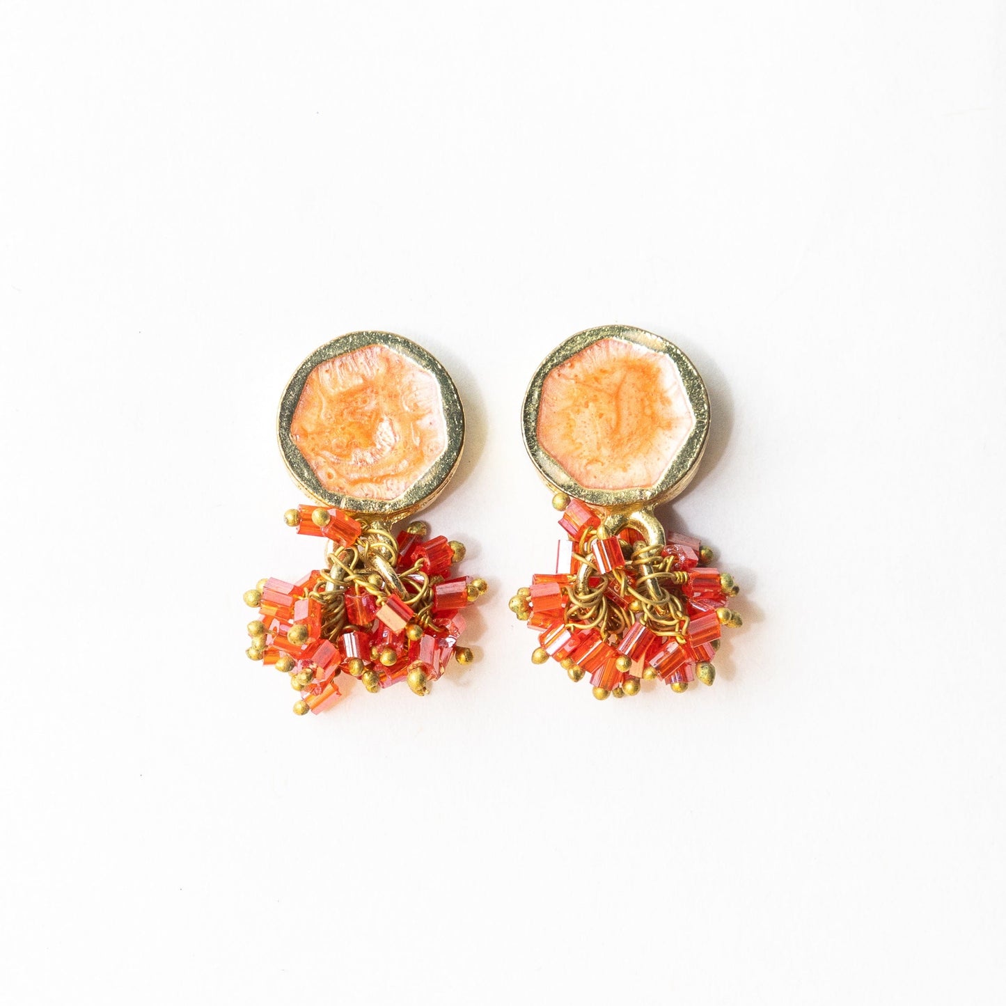 Kimberly Enamel Earring Coral Drop