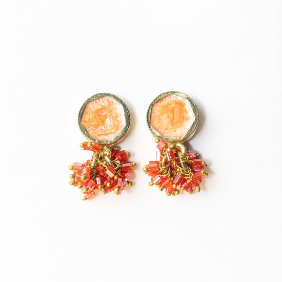 Kimberly Enamel Earring Coral Drop