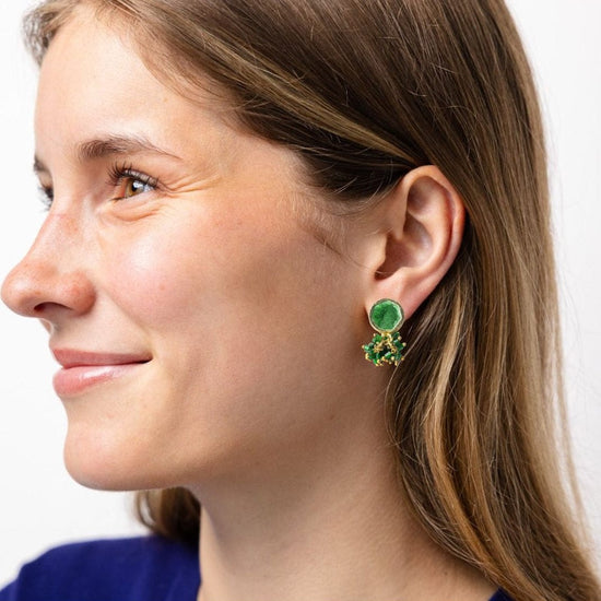 Kimberly Enamel Earring Leaf Green Drop