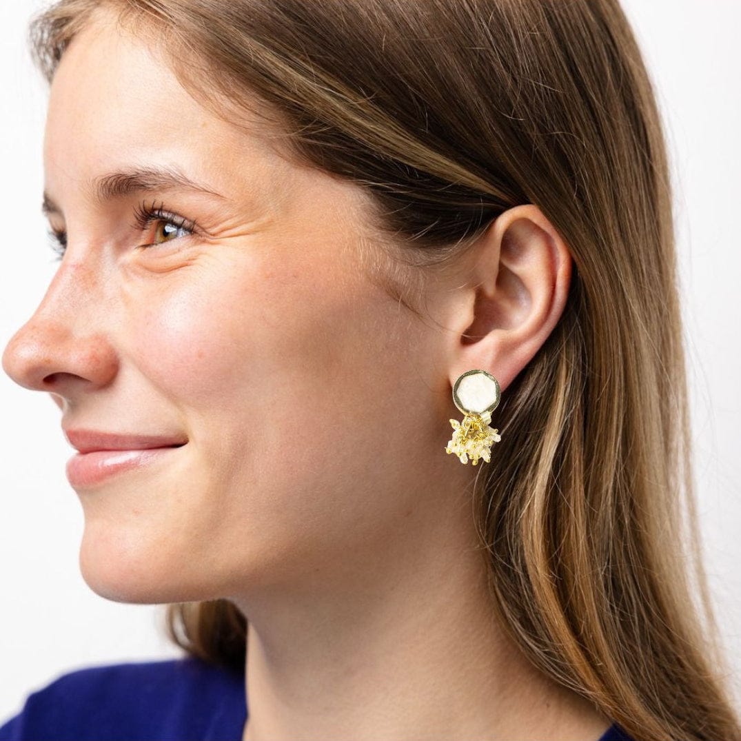 Kimberly Enamel Earring White Drop