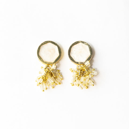 Kimberly Enamel Earring White Drop