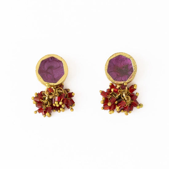 Kimberly Enamel Earrings Purple Drop